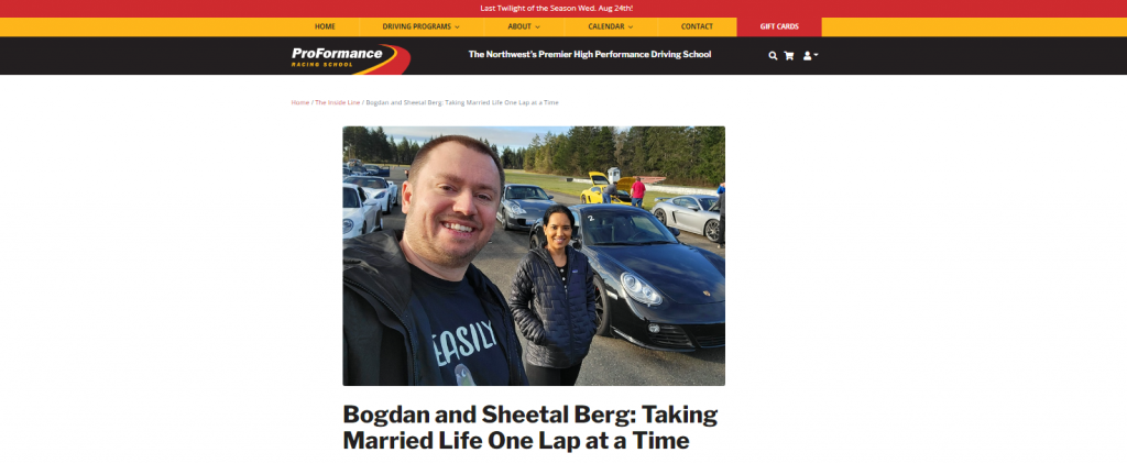 Article (interview) for ProFormance Racing School